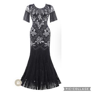 Elegant Black and Silver Vintage look dress/costume